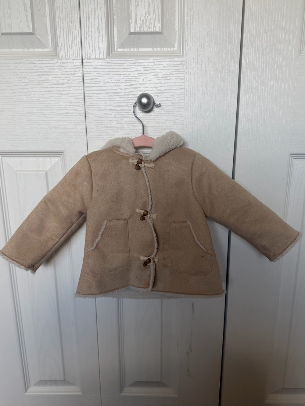 Zara Beige Faux Shearling Kids' Coat